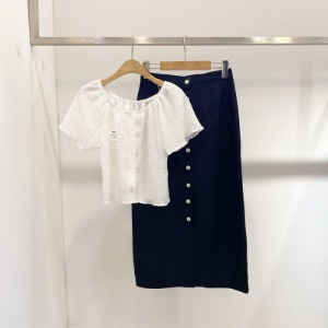 linen button skirt